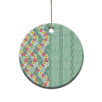 Menthol Green Aloha Hawaii Tiki Ceramic Ornament Tropical Plumeria - Seamless Style LT14 - Polynesian Pride