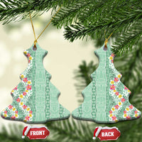 Menthol Green Aloha Hawaii Tiki Ceramic Ornament Tropical Plumeria - Seamless Style LT14 Christmas Tree Green - Polynesian Pride