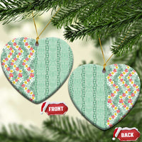 Menthol Green Aloha Hawaii Tiki Ceramic Ornament Tropical Plumeria - Seamless Style LT14 Heart Green - Polynesian Pride