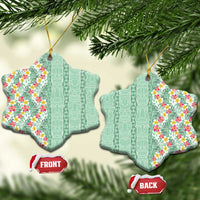 Menthol Green Aloha Hawaii Tiki Ceramic Ornament Tropical Plumeria - Seamless Style LT14 Snow Flake Green - Polynesian Pride