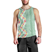 Menthol Green Aloha Hawaii Tiki Men Tank Top Tropical Plumeria - Seamless Style LT14 - Polynesian Pride