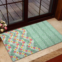Menthol Green Aloha Hawaii Tiki Rubber Doormat Tropical Plumeria - Seamless Style LT14 - Polynesian Pride