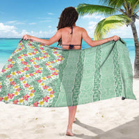 Menthol Green Aloha Hawaii Tiki Sarong Tropical Plumeria - Seamless Style