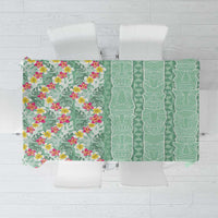 Menthol Green Aloha Hawaii Tiki Tablecloth Tropical Plumeria - Seamless Style LT14 Green - Polynesian Pride