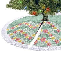 Menthol Green Aloha Hawaii Tiki Tree Skirt Tropical Plumeria - Seamless Style