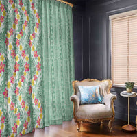 Menthol Green Aloha Hawaii Tiki Window Curtain Tropical Plumeria - Seamless Style LT14 - Polynesian Pride
