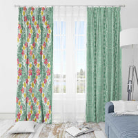 Menthol Green Aloha Hawaii Tiki Window Curtain Tropical Plumeria - Seamless Style LT14 - Polynesian Pride