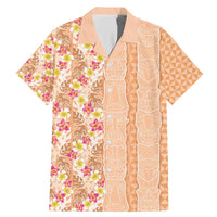 Orange Chiffon Aloha Hawaii Tiki Family Matching Mermaid Dress and Hawaiian Shirt Tropical Plumeria - Seamless Style