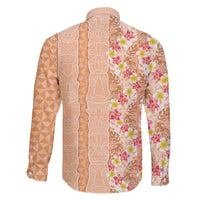 Orange Chiffon Aloha Hawaii Tiki Family Matching Puletasi and Hawaiian Shirt Tropical Plumeria - Seamless Style