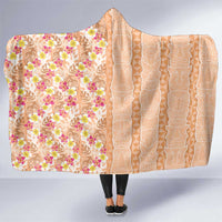 Orange Chiffon Aloha Hawaii Tiki Hooded Blanket Tropical Plumeria - Seamless Style LT14 One Size Orange - Polynesian Pride