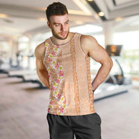 Orange Chiffon Aloha Hawaii Tiki Men Tank Top Tropical Plumeria - Seamless Style LT14 Orange - Polynesian Pride