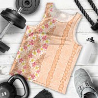 Orange Chiffon Aloha Hawaii Tiki Men Tank Top Tropical Plumeria - Seamless Style LT14 - Polynesian Pride