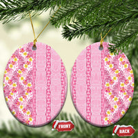Pastel Magenta Aloha Hawaii Tiki Ceramic Ornament Tropical Plumeria - Seamless Style LT14 Oval Magenta - Polynesian Pride