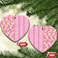 Pastel Magenta Aloha Hawaii Tiki Ceramic Ornament Tropical Plumeria - Seamless Style LT14 Heart Magenta - Polynesian Pride