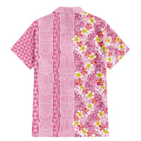 Pastel Magenta Aloha Hawaii Tiki Family Matching Mermaid Dress and Hawaiian Shirt Tropical Plumeria - Seamless Style