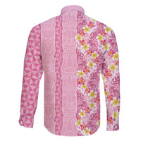 Pastel Magenta Aloha Hawaii Tiki Family Matching Mermaid Dress and Hawaiian Shirt Tropical Plumeria - Seamless Style