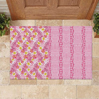 Pastel Magenta Aloha Hawaii Tiki Rubber Doormat Tropical Plumeria - Seamless Style LT14 Magenta - Polynesian Pride