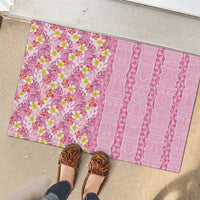 Pastel Magenta Aloha Hawaii Tiki Rubber Doormat Tropical Plumeria - Seamless Style LT14 - Polynesian Pride