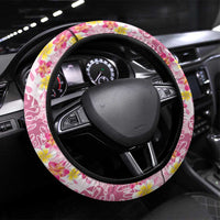 Pastel Magenta Aloha Hawaii Tiki Steering Wheel Cover Tropical Plumeria - Seamless Style LT14 Universal Fit Magenta - Polynesian Pride