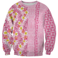 Pastel Magenta Aloha Hawaii Tiki Sweatshirt Tropical Plumeria - Seamless Style LT14 Unisex Magenta - Polynesian Pride