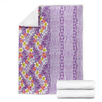 Lush Lilac Aloha Hawaii Tiki Blanket Tropical Plumeria - Seamless Style LT14 - Polynesian Pride