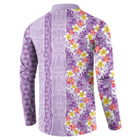 Lush Lilac Aloha Hawaii Tiki Button Sweatshirt Tropical Plumeria - Seamless Style LT14 - Polynesian Pride