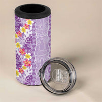 Lush Lilac Aloha Hawaii Tiki 4 in 1 Can Cooler Tumbler Tropical Plumeria - Seamless Style