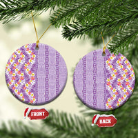 Lush Lilac Aloha Hawaii Tiki Ceramic Ornament Tropical Plumeria - Seamless Style LT14 Circle Purple - Polynesian Pride