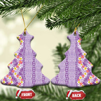 Lush Lilac Aloha Hawaii Tiki Ceramic Ornament Tropical Plumeria - Seamless Style LT14 Christmas Tree Purple - Polynesian Pride