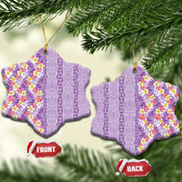 Lush Lilac Aloha Hawaii Tiki Ceramic Ornament Tropical Plumeria - Seamless Style LT14 Snow Flake Purple - Polynesian Pride