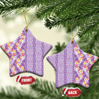 Lush Lilac Aloha Hawaii Tiki Ceramic Ornament Tropical Plumeria - Seamless Style LT14 Star Purple - Polynesian Pride