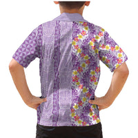 Lush Lilac Aloha Hawaii Tiki Family Matching Mermaid Dress and Hawaiian Shirt Tropical Plumeria - Seamless Style