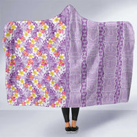 Lush Lilac Aloha Hawaii Tiki Hooded Blanket Tropical Plumeria - Seamless Style LT14 One Size Purple - Polynesian Pride