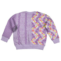 Lush Lilac Aloha Hawaii Tiki Kid Ugly Christmas Sweater Tropical Plumeria - Seamless Style