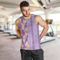 Lush Lilac Aloha Hawaii Tiki Men Tank Top Tropical Plumeria - Seamless Style LT14 Purple - Polynesian Pride