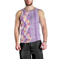 Lush Lilac Aloha Hawaii Tiki Men Tank Top Tropical Plumeria - Seamless Style LT14 - Polynesian Pride