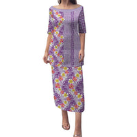 Lush Lilac Aloha Hawaii Tiki Puletasi Tropical Plumeria - Seamless Style LT14 Long Dress Purple - Polynesian Pride