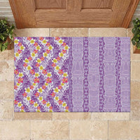 Lush Lilac Aloha Hawaii Tiki Rubber Doormat Tropical Plumeria - Seamless Style LT14 Purple - Polynesian Pride
