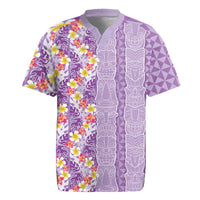 Lush Lilac Aloha Hawaii Tiki Rugby Jersey Tropical Plumeria - Seamless Style LT14 Purple - Polynesian Pride