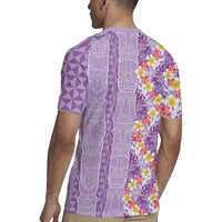 Lush Lilac Aloha Hawaii Tiki Rugby Jersey Tropical Plumeria - Seamless Style LT14 - Polynesian Pride