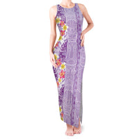 Lush Lilac Aloha Hawaii Tiki Tank Maxi Dress Tropical Plumeria - Seamless Style LT14 Women Purple - Polynesian Pride