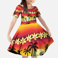 Tropical Islands Sunset Hawaii Family Matching Mermaid Dress and Hawaiian Shirt Go Surfing With Hula Girl - Summer Vibes