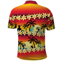 Tropical Islands Sunset Hawaii Polo Shirt Go Surfing With Hula Girl - Summer Vibes
