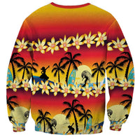Tropical Islands Sunset Hawaii Sweatshirt Go Surfing With Hula Girl - Summer Vibes