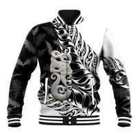 Aotearoa Manaia NZ Maori Silver Fern Baseball Jacket LT14 Unisex Black - Polynesian Pride