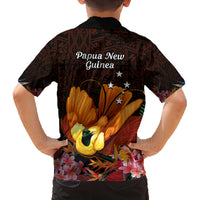 Gude Hi Hai Papua New Guinea Family Matching Off Shoulder Long Sleeve Dress and Hawaiian Shirt Motuan PNG Raggiana Bird of Paradise Tropical Vibes LT14 - Polynesian Pride