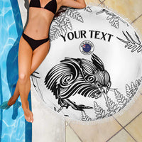 Custom New Zealand Kiwi Football Beach Blanket Aotearoa Silver Fern LT14 - Polynesian Pride