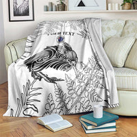 Custom New Zealand Kiwi Football Blanket Aotearoa Silver Fern LT14 White - Polynesian Pride