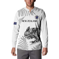 Custom New Zealand Kiwi Football Button Sweatshirt Aotearoa Silver Fern LT14 - Polynesian Pride