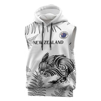 Custom New Zealand Kiwi Football Sleeveless Hoodie Aotearoa Silver Fern - Polynesian Pride